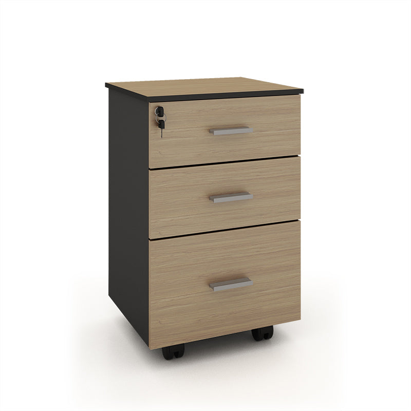 Contemporary File Cabinets Solid Wood Frame File Pedestal with Key Lock for Home Office