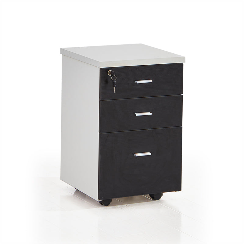 Contemporary File Cabinets Solid Wood Frame File Pedestal with Key Lock for Home Office