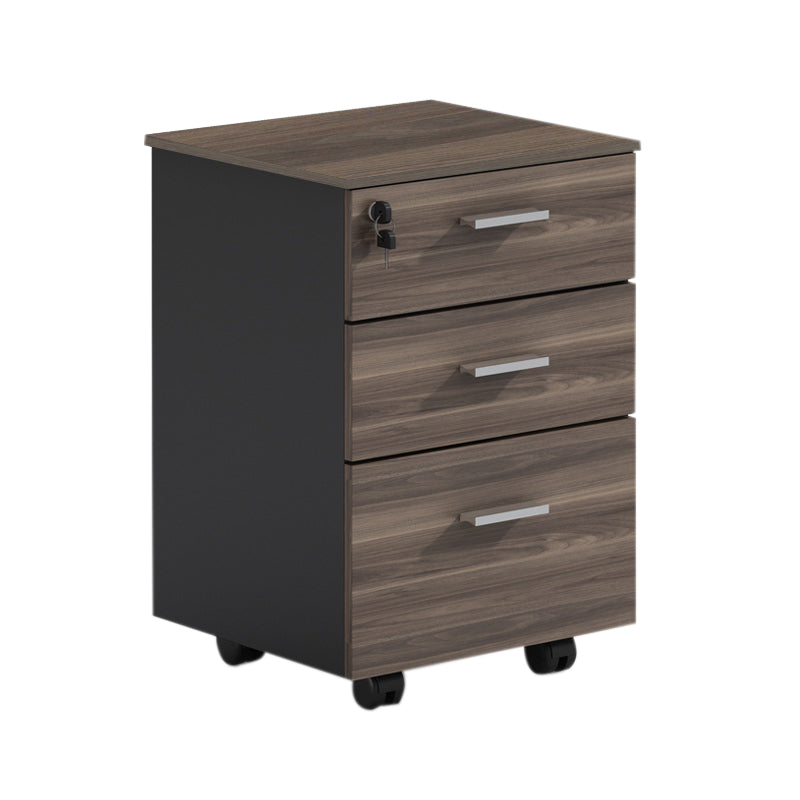 Contemporary File Cabinets Solid Wood Frame File Pedestal with Key Lock for Home Office