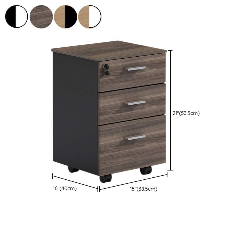 Contemporary File Cabinets Solid Wood Frame File Pedestal with Key Lock for Home Office