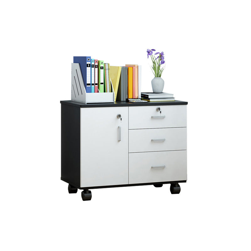 Nordic Style Cabinet Wood Locking Drawers Storage Filing Cabinet with Wheels