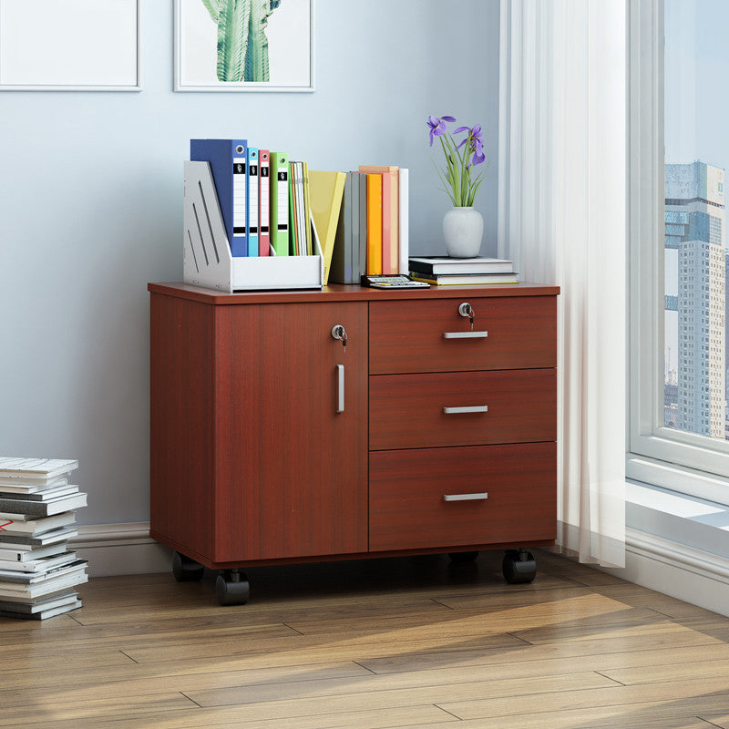 Nordic Style Cabinet Wood Locking Drawers Storage Filing Cabinet with Wheels