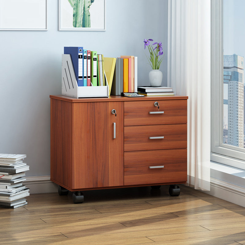 Nordic Style Cabinet Wood Locking Drawers Storage Filing Cabinet with Wheels