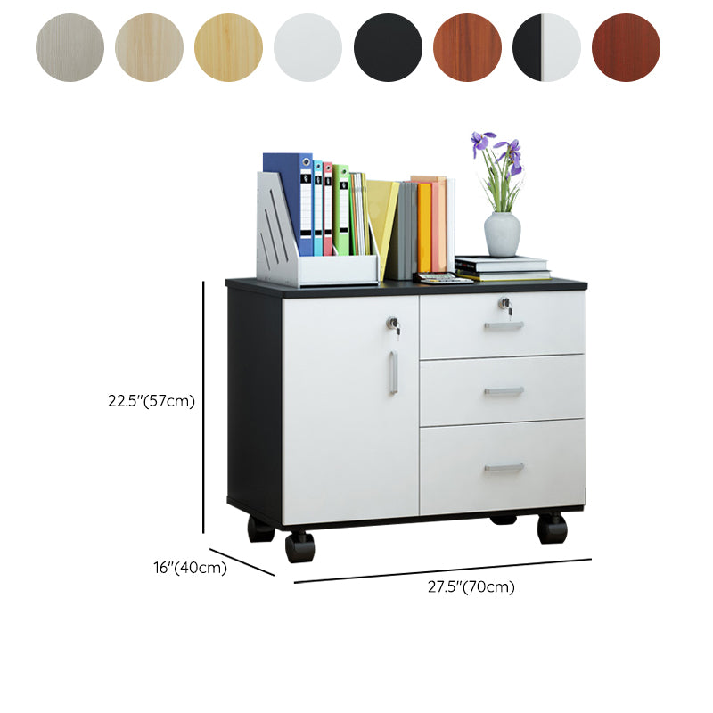 Nordic Style Cabinet Wood Locking Drawers Storage Filing Cabinet with Wheels