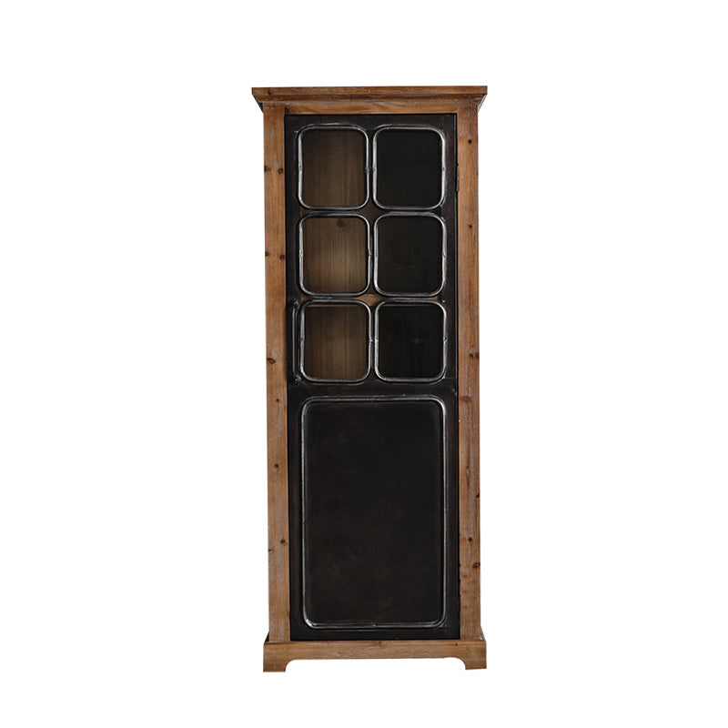 Black Metal Display Stand Glass Doors Traditional Curio Cabinet