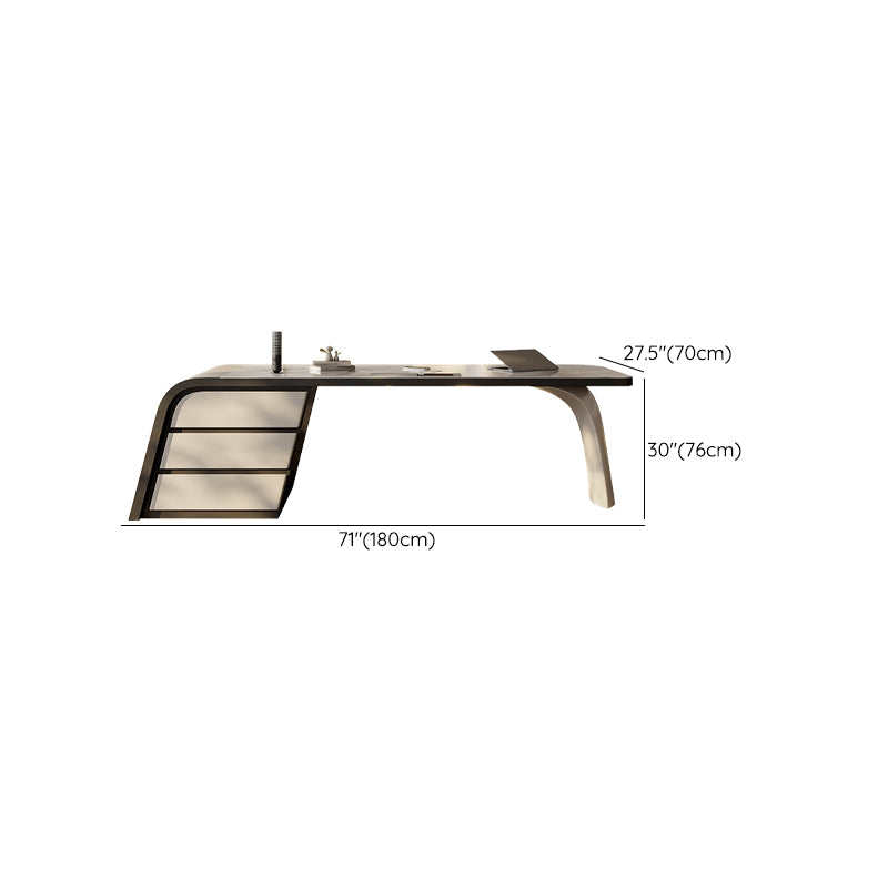 Modern Stone Office Desk Rectangular Shape Task Desk with 3-Drawers for Office