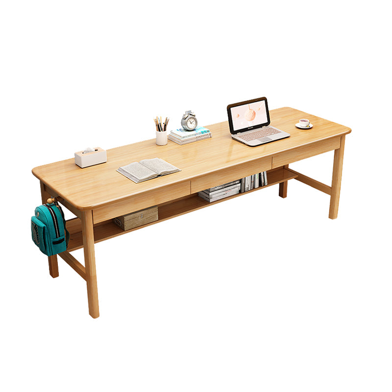 3 Drawers Solid Wood Writing Desk Modern 23.62" Wide Rectangle Office Desk