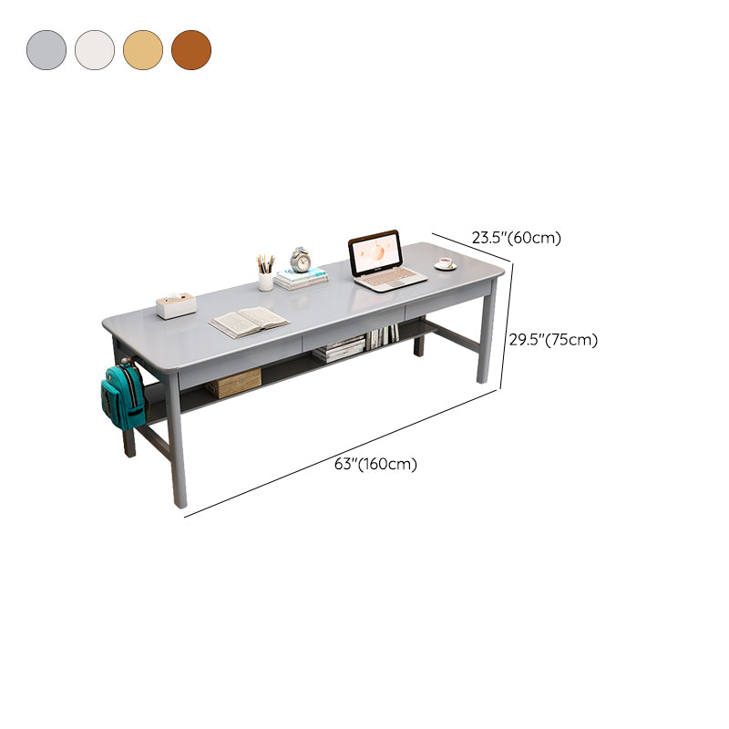 3 Drawers Solid Wood Writing Desk Modern 23.62" Wide Rectangle Office Desk