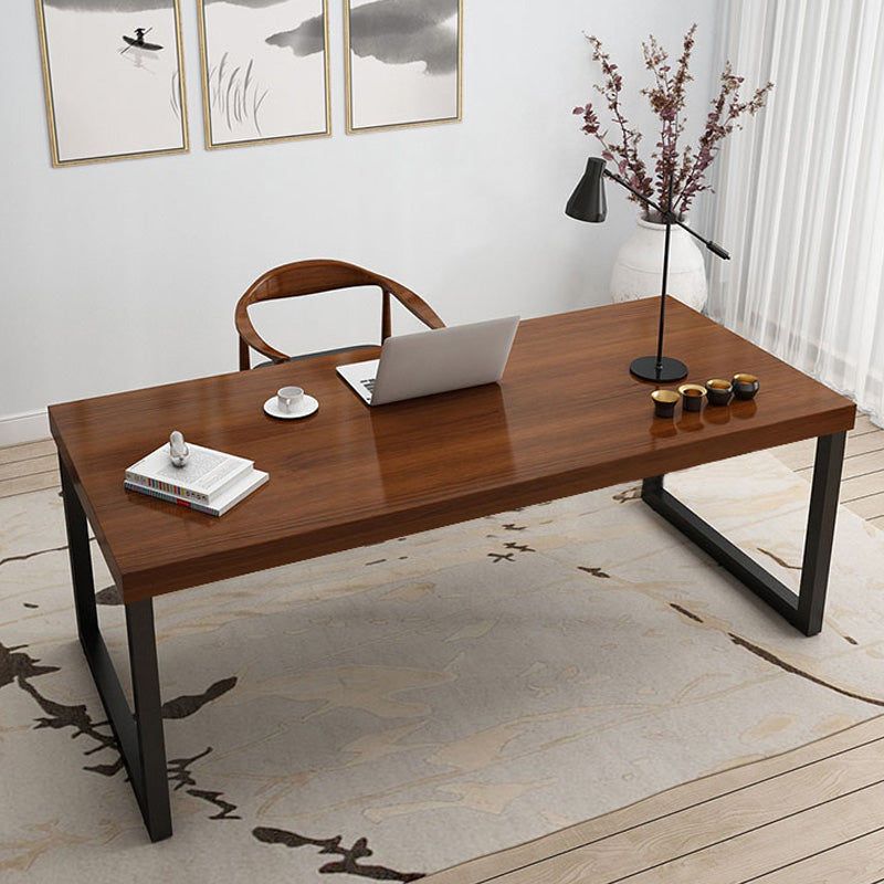 Industrial Solid Wood Writing Desk Sled Base Rectangular Office Desk with Iron Legs