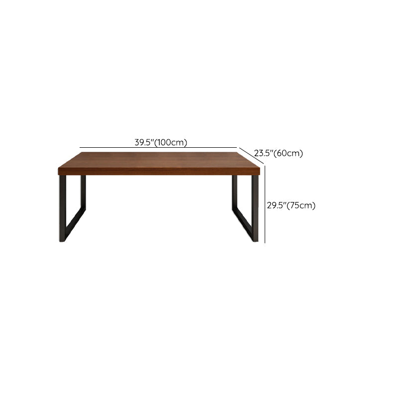 Industrial Solid Wood Writing Desk Sled Base Rectangular Office Desk with Iron Legs