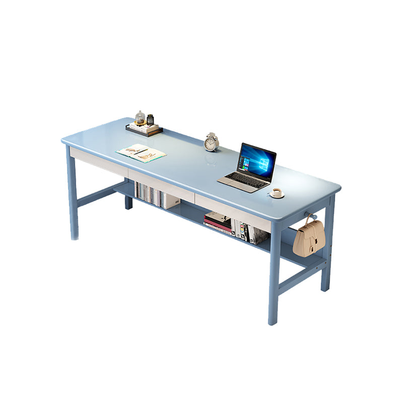 Solid Wood Rectangle Writing Desk Modern 29.53" Tall Office Desk with 3 Drawers