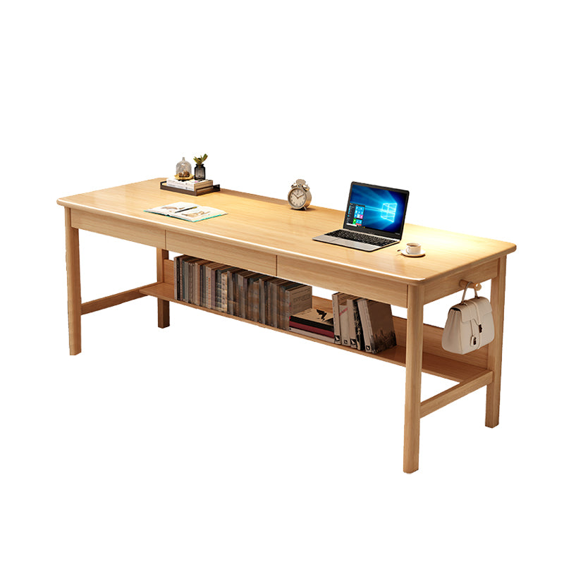 Solid Wood Rectangle Writing Desk Modern 29.53" Tall Office Desk with 3 Drawers