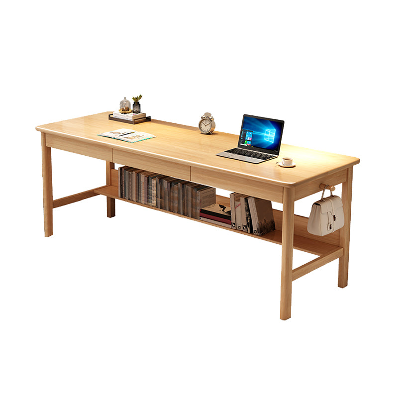 Solid Wood Rectangle Writing Desk Modern 29.53" Tall Office Desk with 3 Drawers