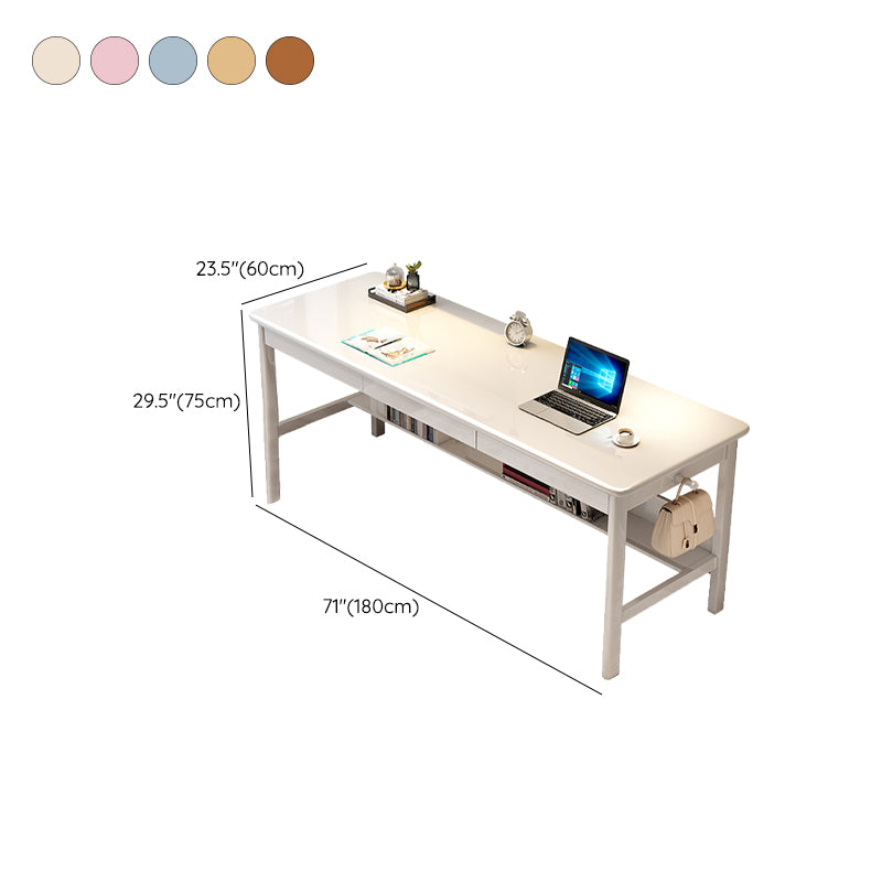 Solid Wood Rectangle Writing Desk Modern 29.53" Tall Office Desk with 3 Drawers