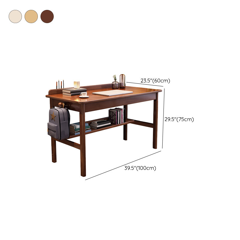 Modern Solid Wood Rectangle Office Desk 1-shelf 29.53-inch Tall Writing Desk