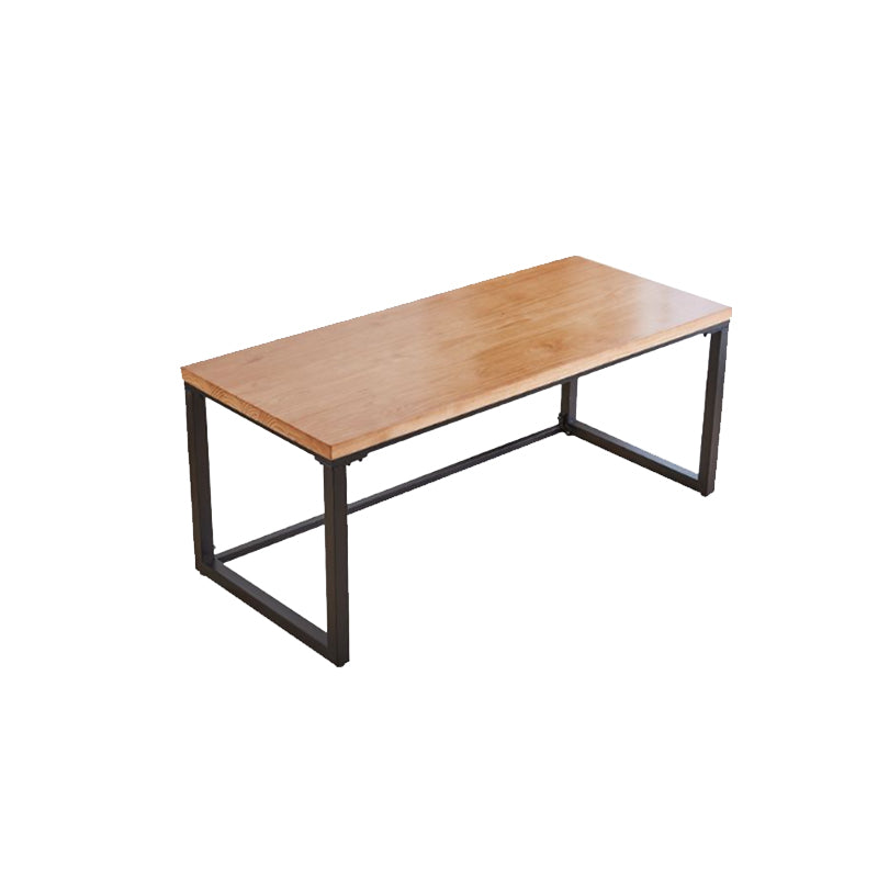 Industrial Solid Wood Writing Desk Sled Base 29.53" Tall Office Desk with Iron Legs