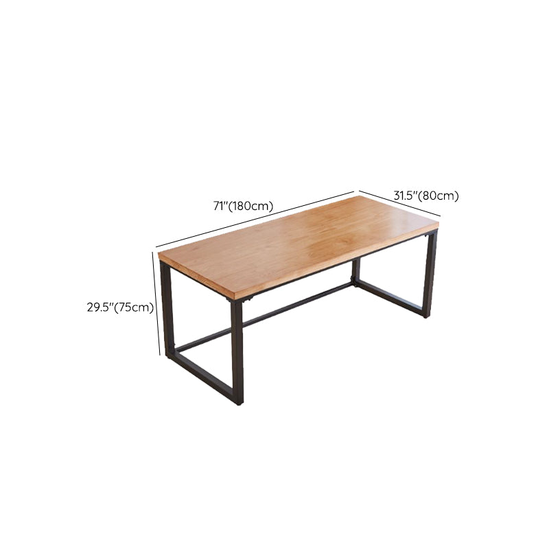 Industrial Solid Wood Writing Desk Sled Base 29.53" Tall Office Desk with Iron Legs