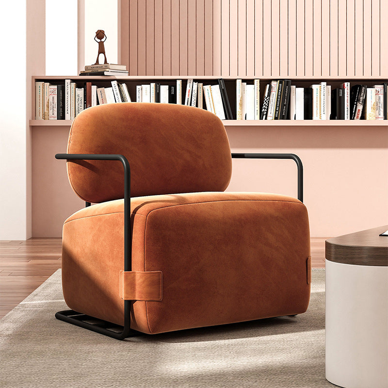 Contemporary Solid Color Accent Armchair Arms Included Orange Arm Chair for Living Room