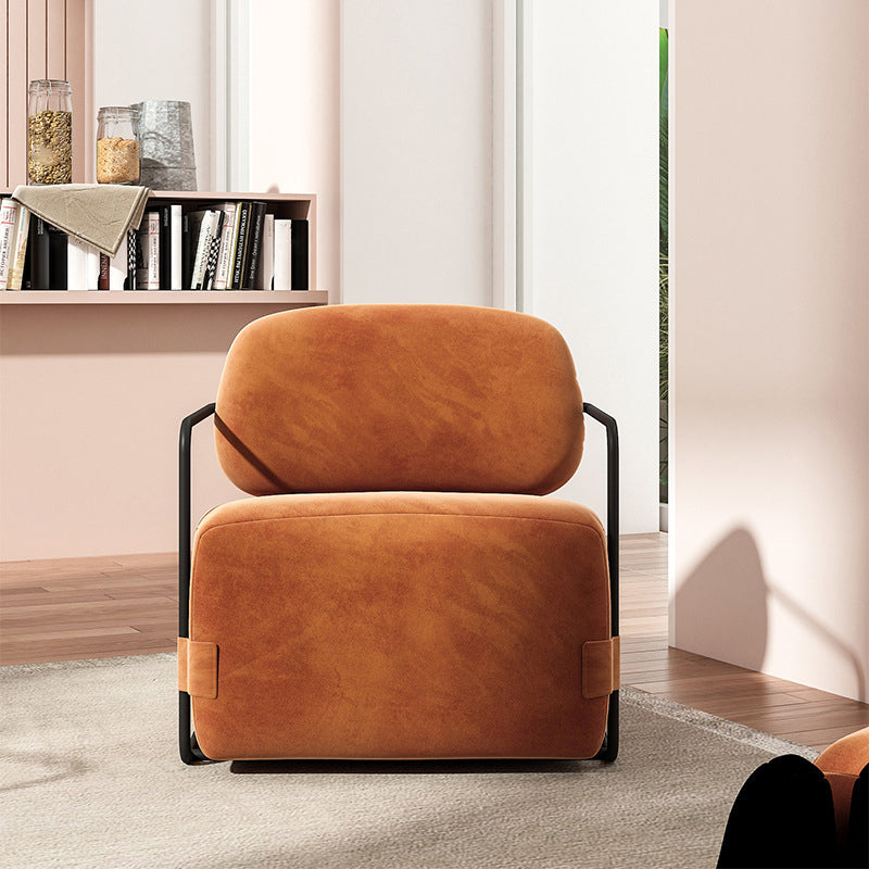 Contemporary Solid Color Accent Armchair Arms Included Orange Arm Chair for Living Room