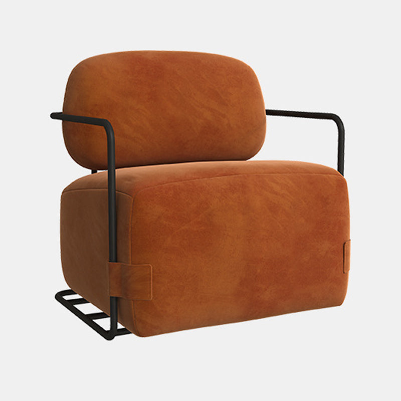 Contemporary Solid Color Accent Armchair Arms Included Orange Arm Chair for Living Room