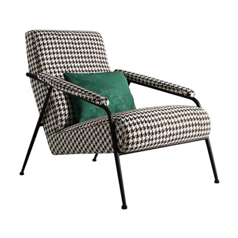 Mid-Century Modern Accent Armchair Houndstooth Basic Four Leg Armchair