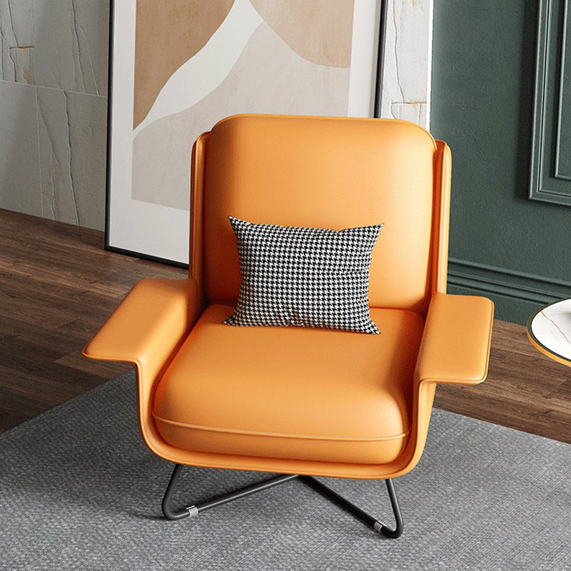 Glam Cross Orange Side Chair Bonded Leather Armless Side Chair for Living Room