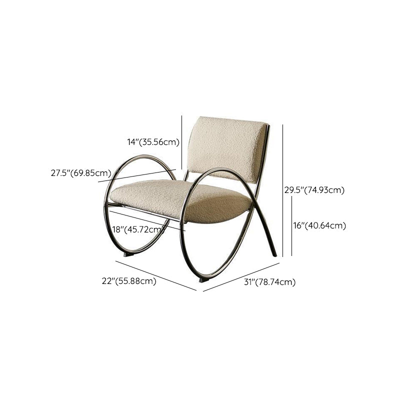 Contemporary Round Arms Accent Armchair White Fixed Back Arm Chair for Living Room