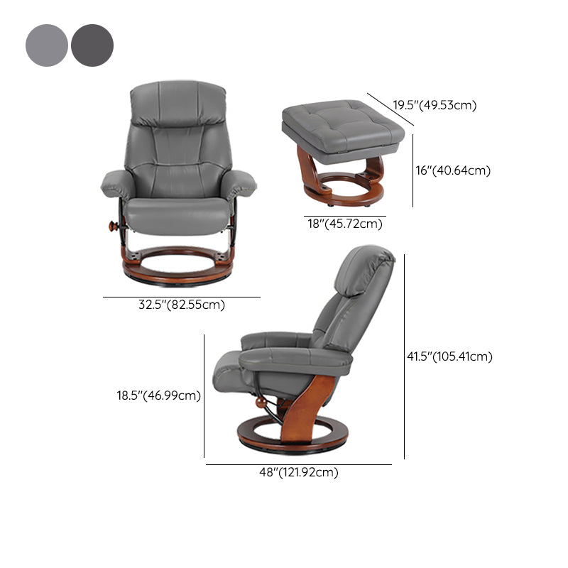 Modern Leather Standard Recliner Position Lock Recliner with Ottoman