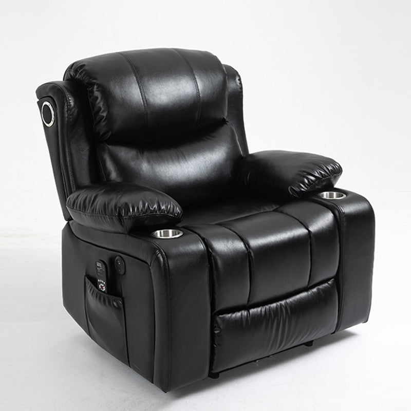 Traditional Leather Recliner Standard Recliner with Massage and Storage