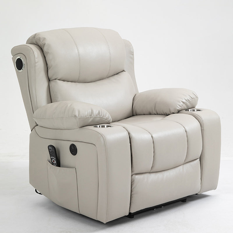 Traditional Leather Recliner Standard Recliner with Massage and Storage