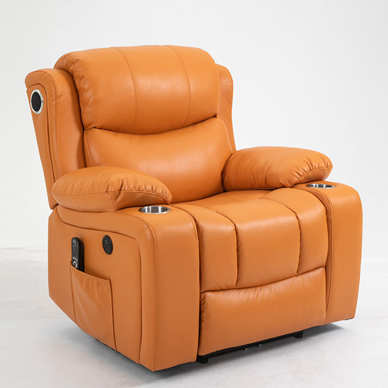 Traditional Leather Recliner Standard Recliner with Massage and Storage