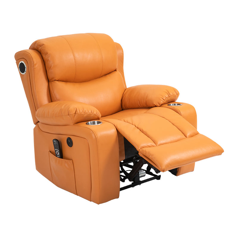 Traditional Leather Recliner Standard Recliner with Massage and Storage