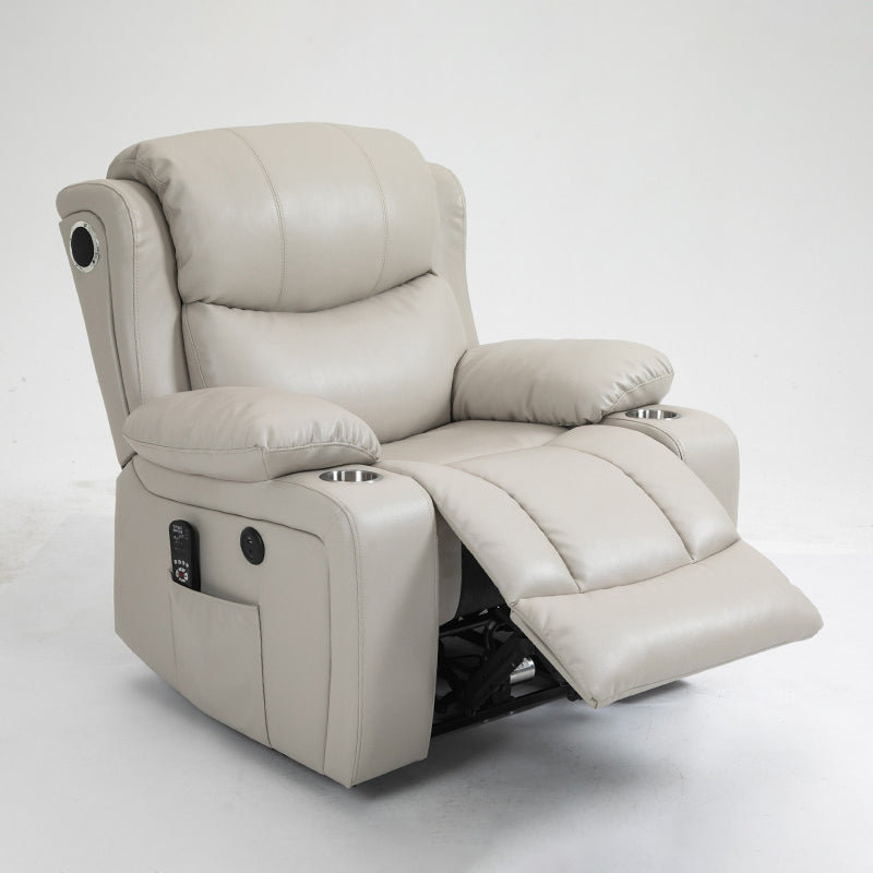 Traditional Leather Recliner Standard Recliner with Massage and Storage