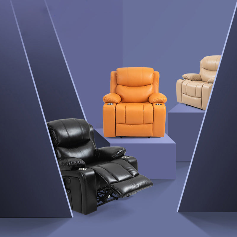 Traditional Leather Recliner Standard Recliner with Massage and Storage