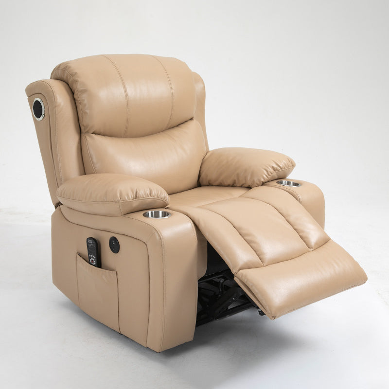 Traditional Leather Recliner Standard Recliner with Massage and Storage