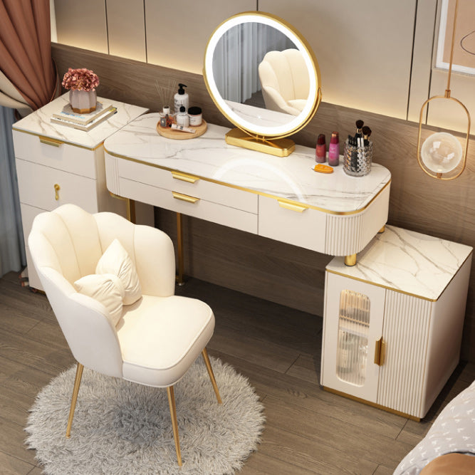 Lighted Mirror & 2/3 Drawers Vanity Table Set Glam Metal Dresser