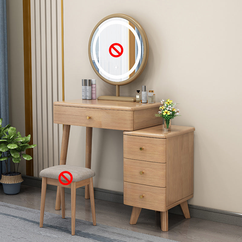 Solid Wood Vanity Makeup Table with Drawer Standing Mirror Dressing Table