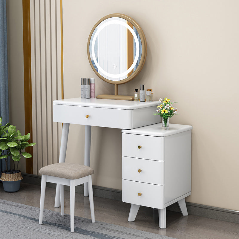 Solid Wood Vanity Makeup Table with Drawer Standing Mirror Dressing Table