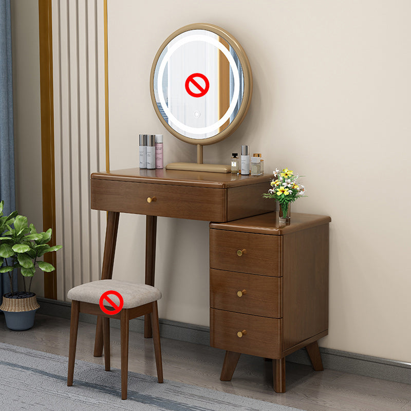 Solid Wood Vanity Makeup Table with Drawer Standing Mirror Dressing Table