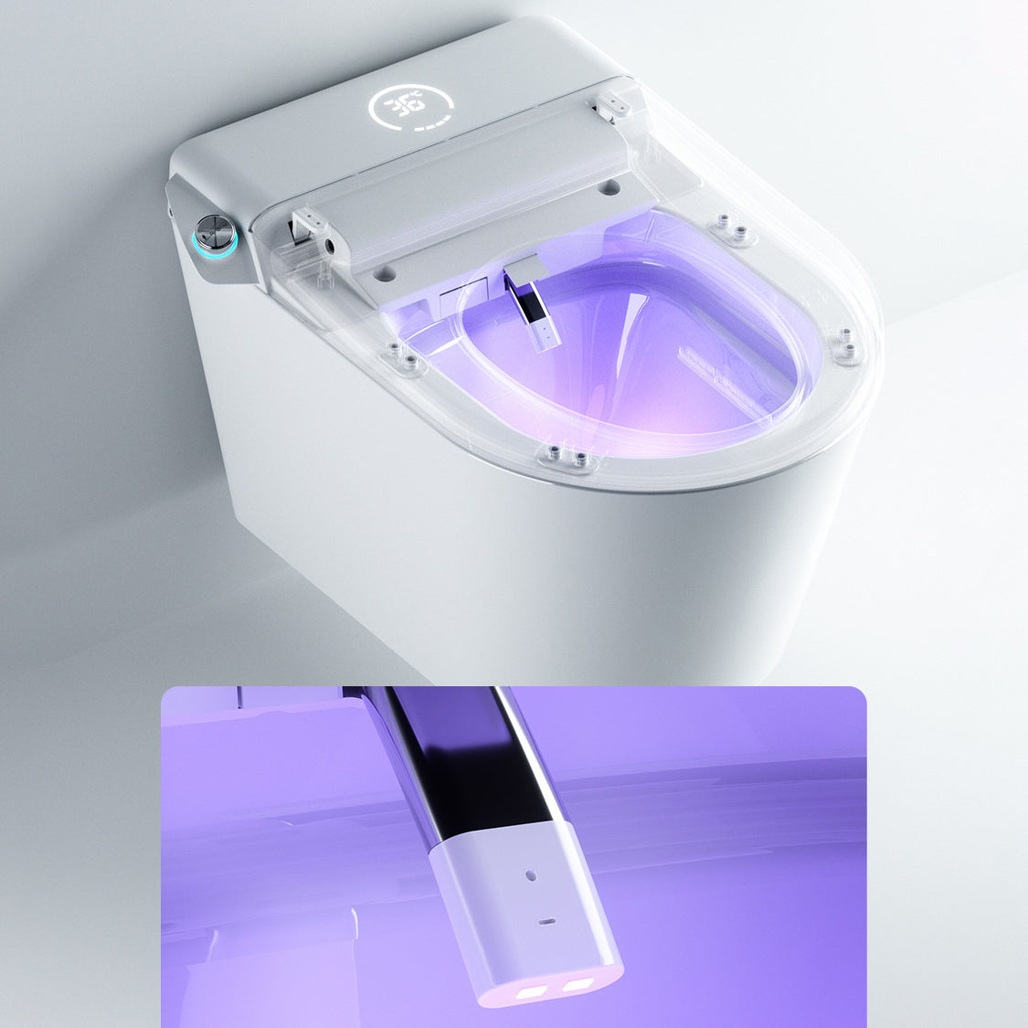 Modern Siphon Jet Toilet Bowl One-Piece Toilet Wall Mount ABS Flush Toilet