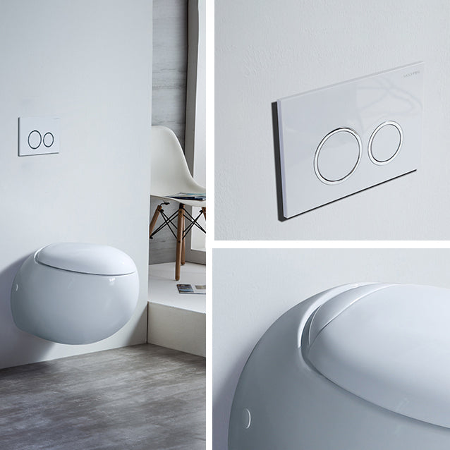 Contemporary Flush Toilet Round One Piece Toilet Wall Mount Porcelain Toilet