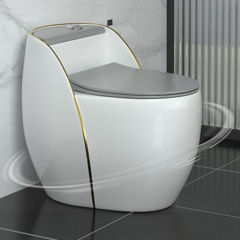 Modern Toilet Bowl Floor Mounted Porcelain Round All-In-One Flush Toilet