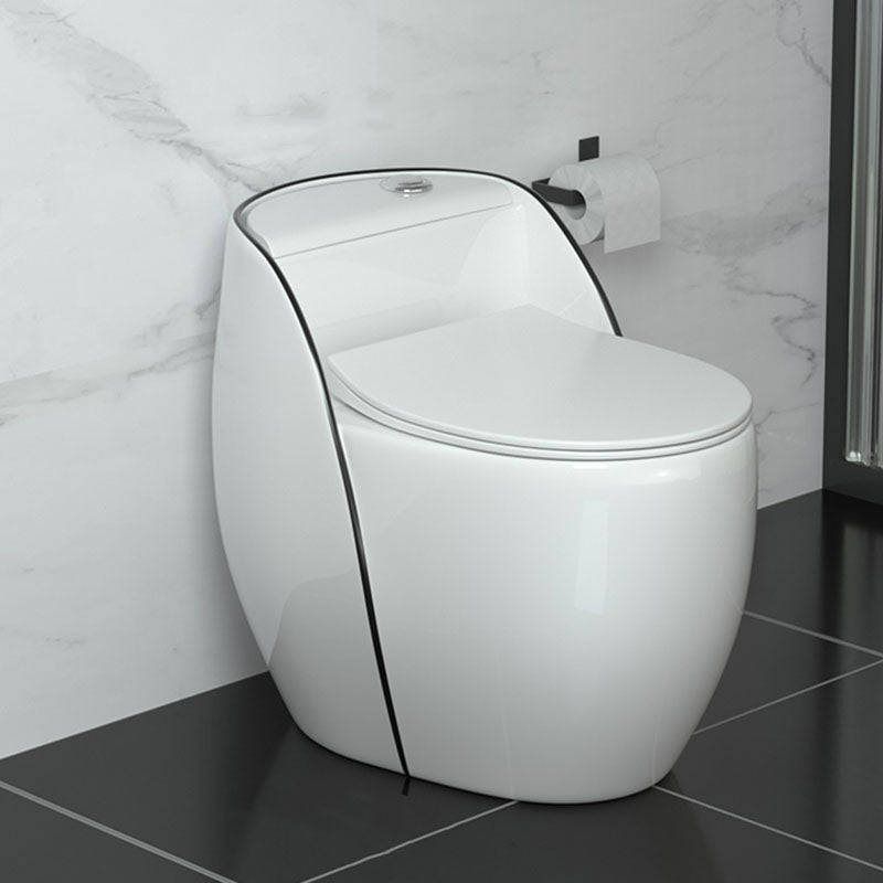 Modern Toilet Bowl Floor Mounted Porcelain Round All-In-One Flush Toilet