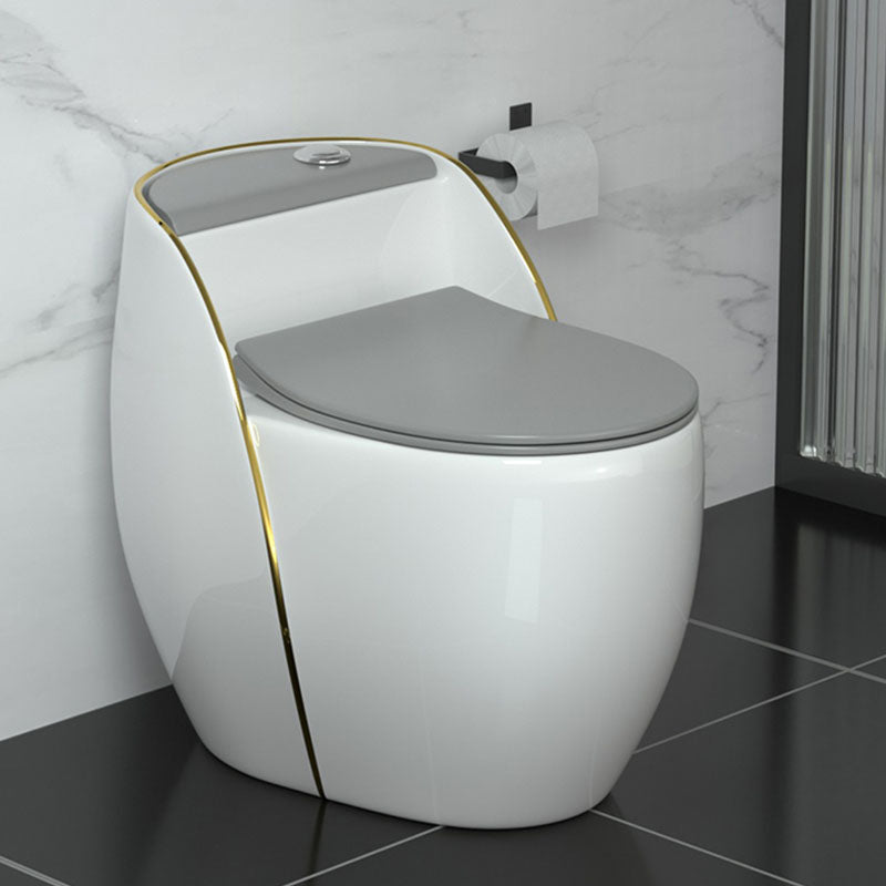 Modern Toilet Bowl Floor Mounted Porcelain Round All-In-One Flush Toilet