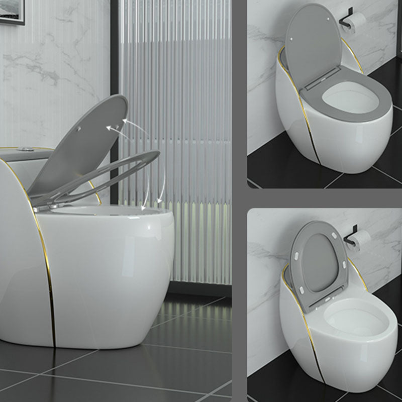 Modern Toilet Bowl Floor Mounted Porcelain Round All-In-One Flush Toilet