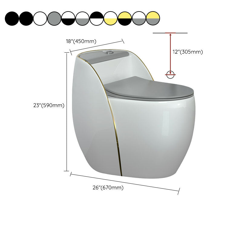 Modern Toilet Bowl Floor Mounted Porcelain Round All-In-One Flush Toilet