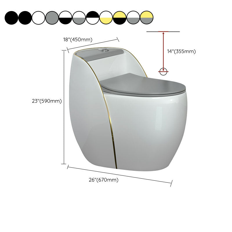 Modern Toilet Bowl Floor Mounted Porcelain Round All-In-One Flush Toilet