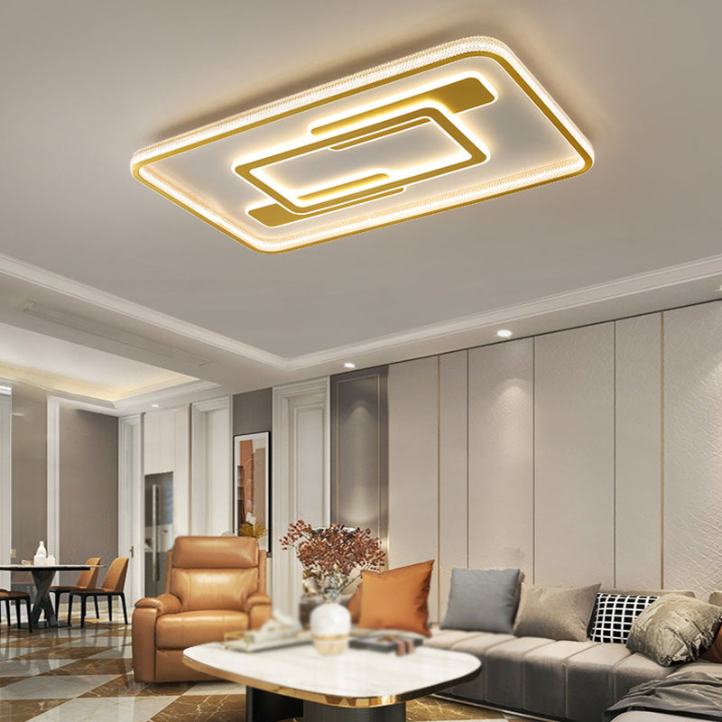 Modern Ceiling Lamp Geometric Copper LED Flush Mount Light Fixture with Acrylic Shade