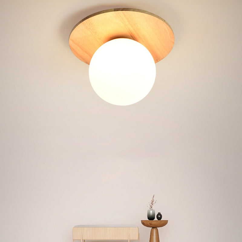 Modern Simple Ceiling Lamp Ball Shape Wooden Ceiling Light for Bedroom