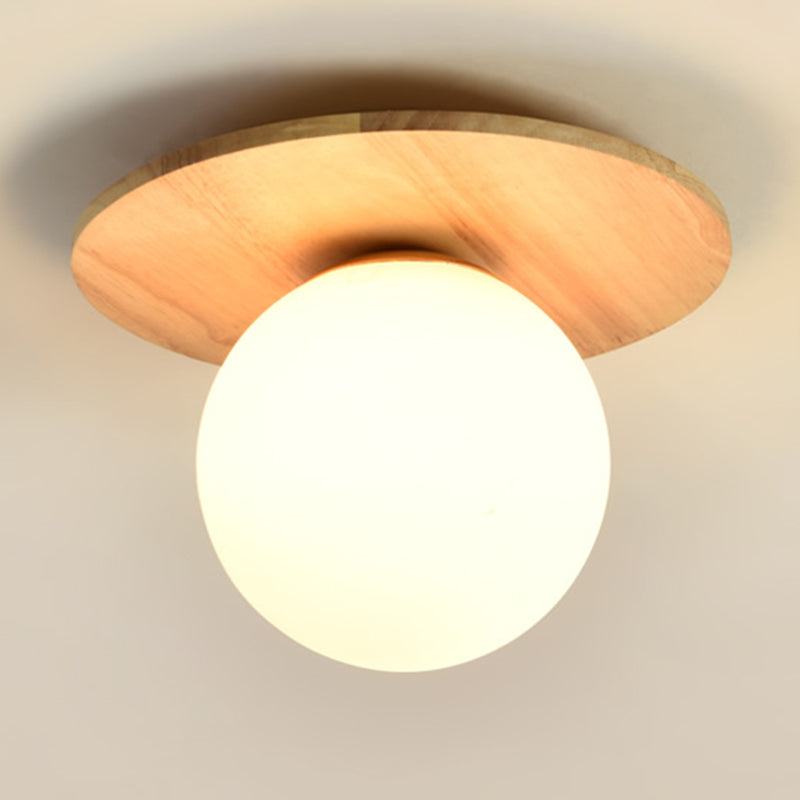 Modern Simple Ceiling Lamp Ball Shape Wooden Ceiling Light for Bedroom